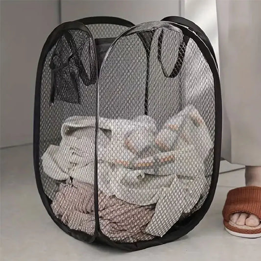 Foldable Mesh Pop-Up Laundry Basket – Large Capacity