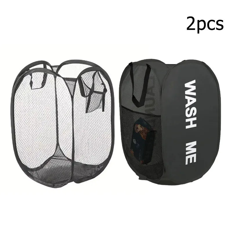 Foldable Mesh Pop-Up Laundry Basket – Large Capacity