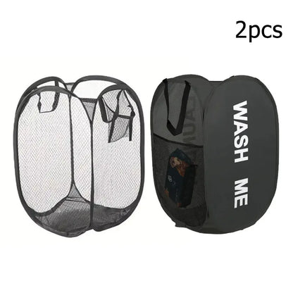 Foldable Mesh Pop-Up Laundry Basket – Large Capacity