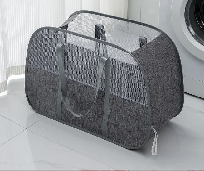 Foldable Mesh Pop-Up Laundry Basket – Large Capacity